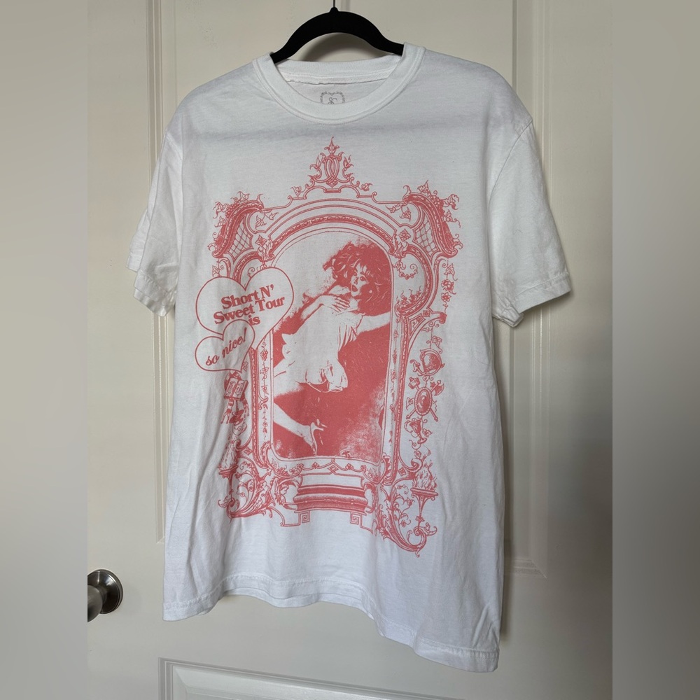 Sabrina Carpenter Short n Sweet Tour Tee- White, M